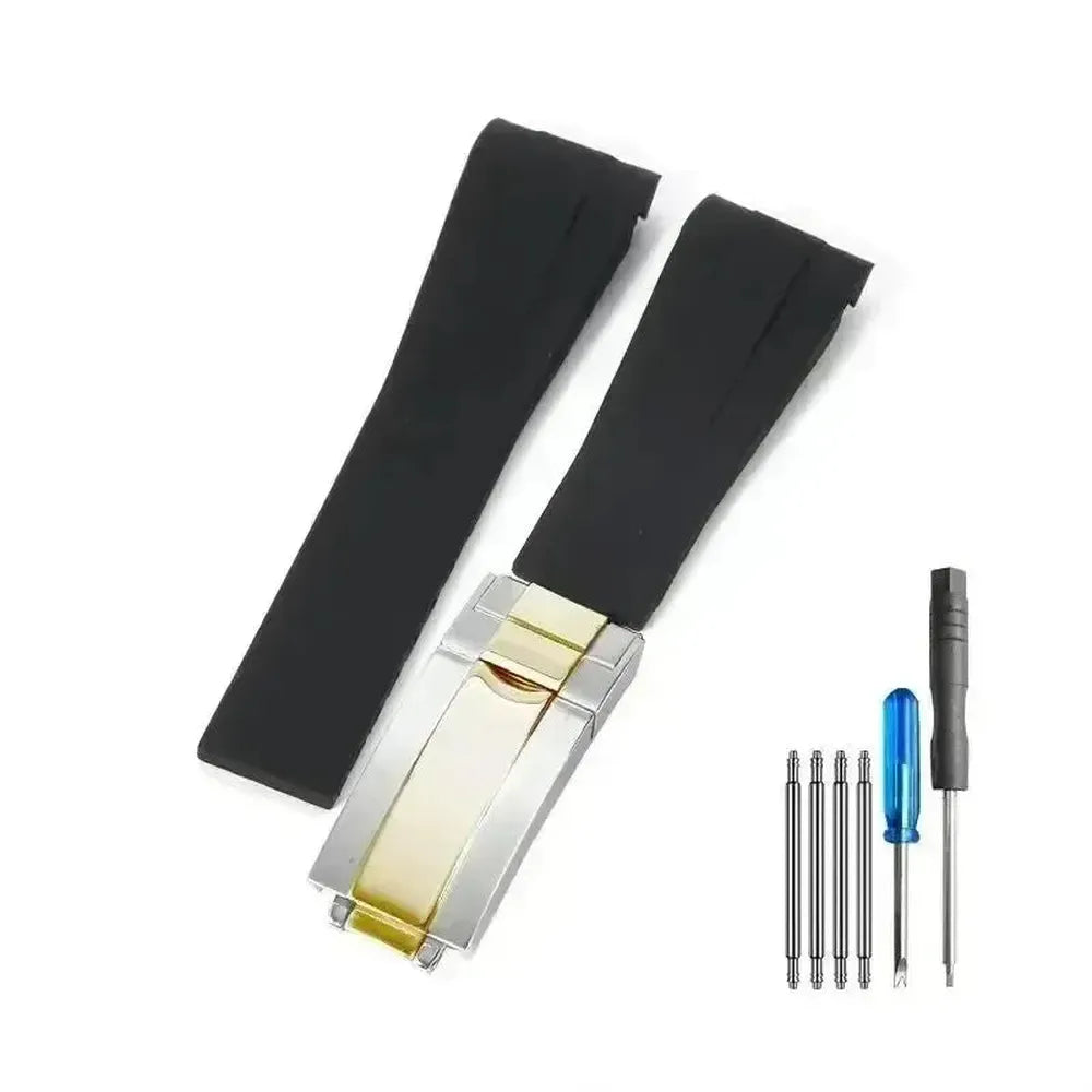 Curved-End Silicone Watch Strap with Butterfly Clasp – 20mm 21mm Integrated Fit-VivaStraps-Viva Timepiece