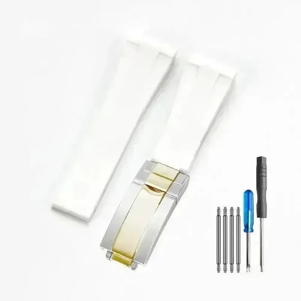 Curved-End Silicone Watch Strap with Butterfly Clasp – 20mm 21mm Integrated Fit-VivaStraps-Viva Timepiece