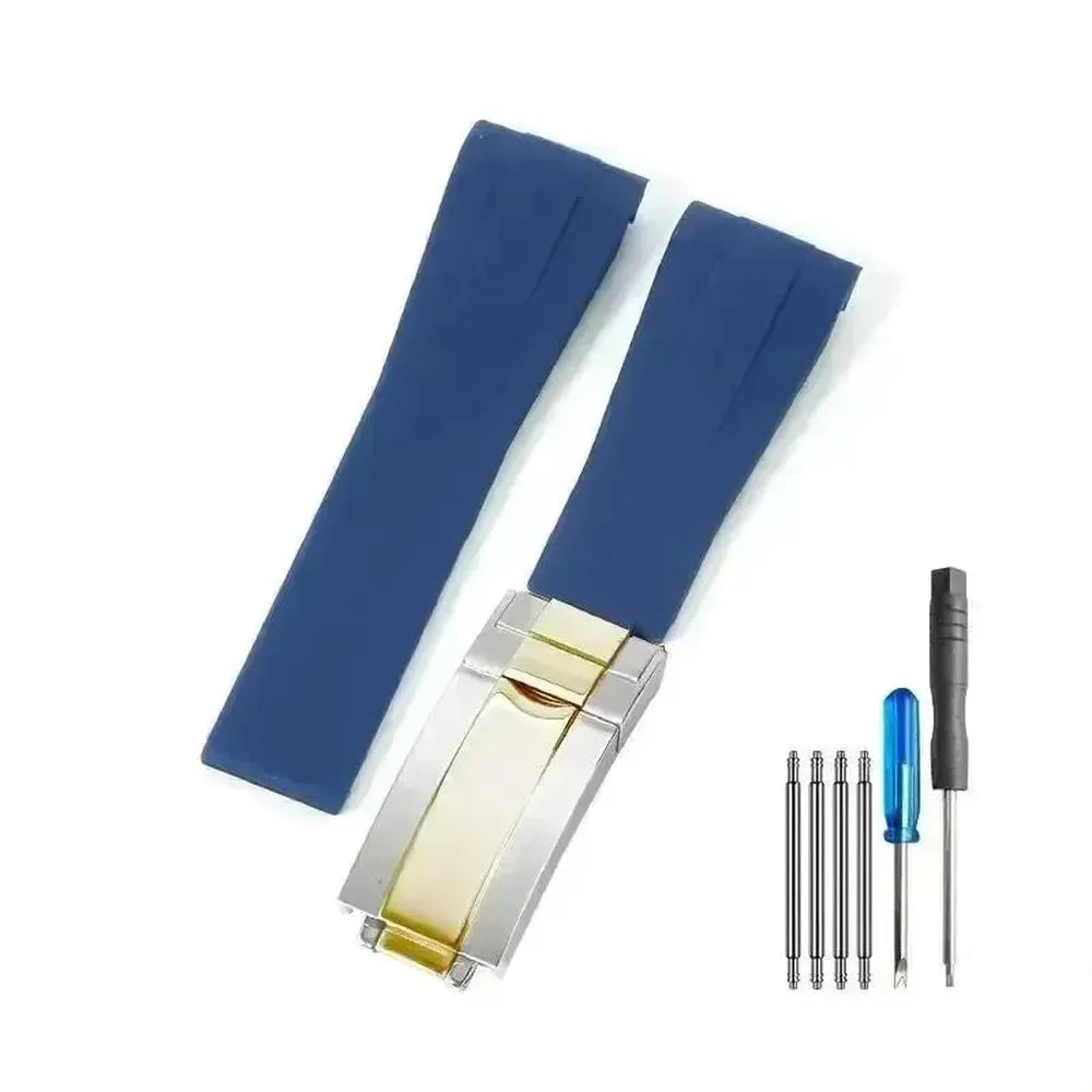 Curved-End Silicone Watch Strap with Butterfly Clasp – 20mm 21mm Integrated Fit-VivaStraps-Viva Timepiece