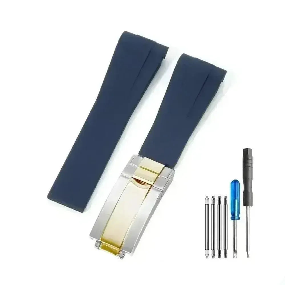 Curved-End Silicone Watch Strap with Butterfly Clasp – 20mm 21mm Integrated Fit-VivaStraps-Viva Timepiece