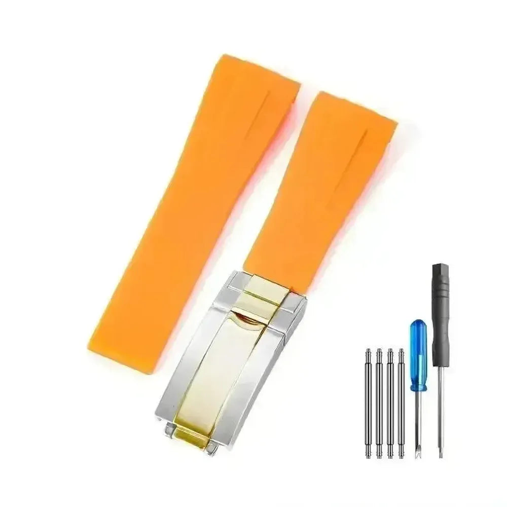 Curved-End Silicone Watch Strap with Butterfly Clasp – 20mm 21mm Integrated Fit-VivaStraps-Viva Timepiece