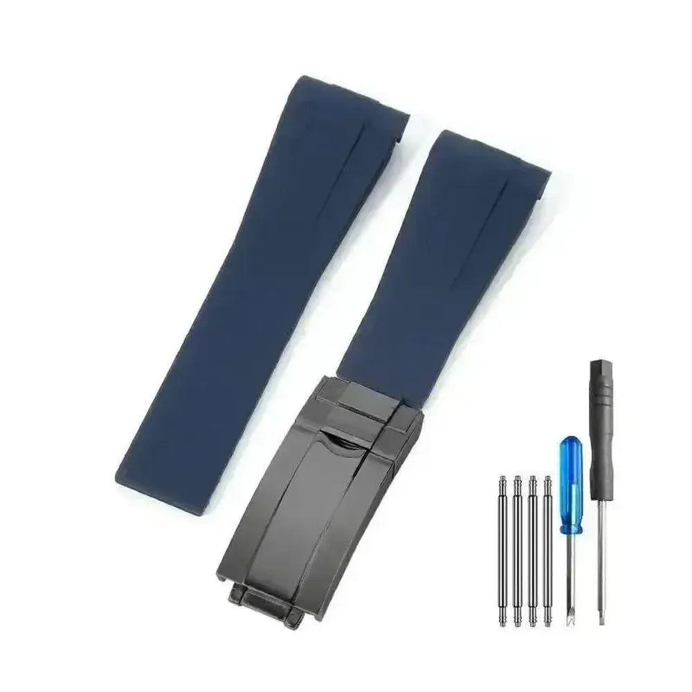 Curved-End Silicone Watch Strap with Butterfly Clasp – 20mm 21mm Integrated Fit-VivaStraps-Viva Timepiece