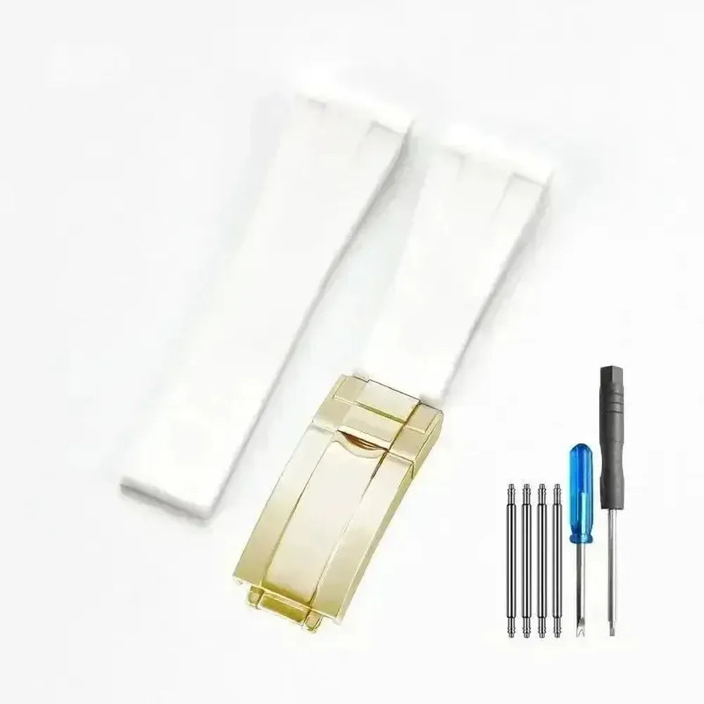 Curved-End Silicone Watch Strap with Butterfly Clasp – 20mm 21mm Integrated Fit-VivaStraps-Viva Timepiece