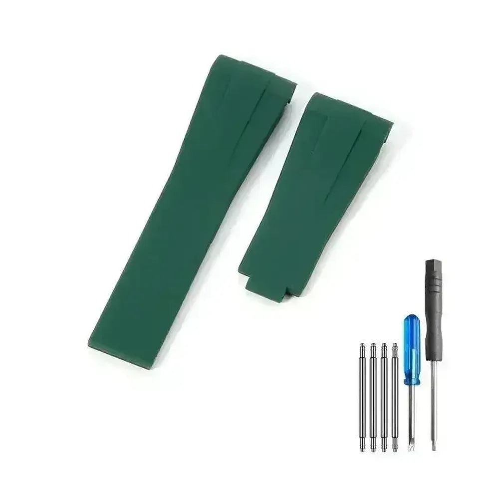 Curved-End Silicone Watch Strap with Butterfly Clasp – 20mm 21mm Integrated Fit-VivaStraps-Viva Timepiece