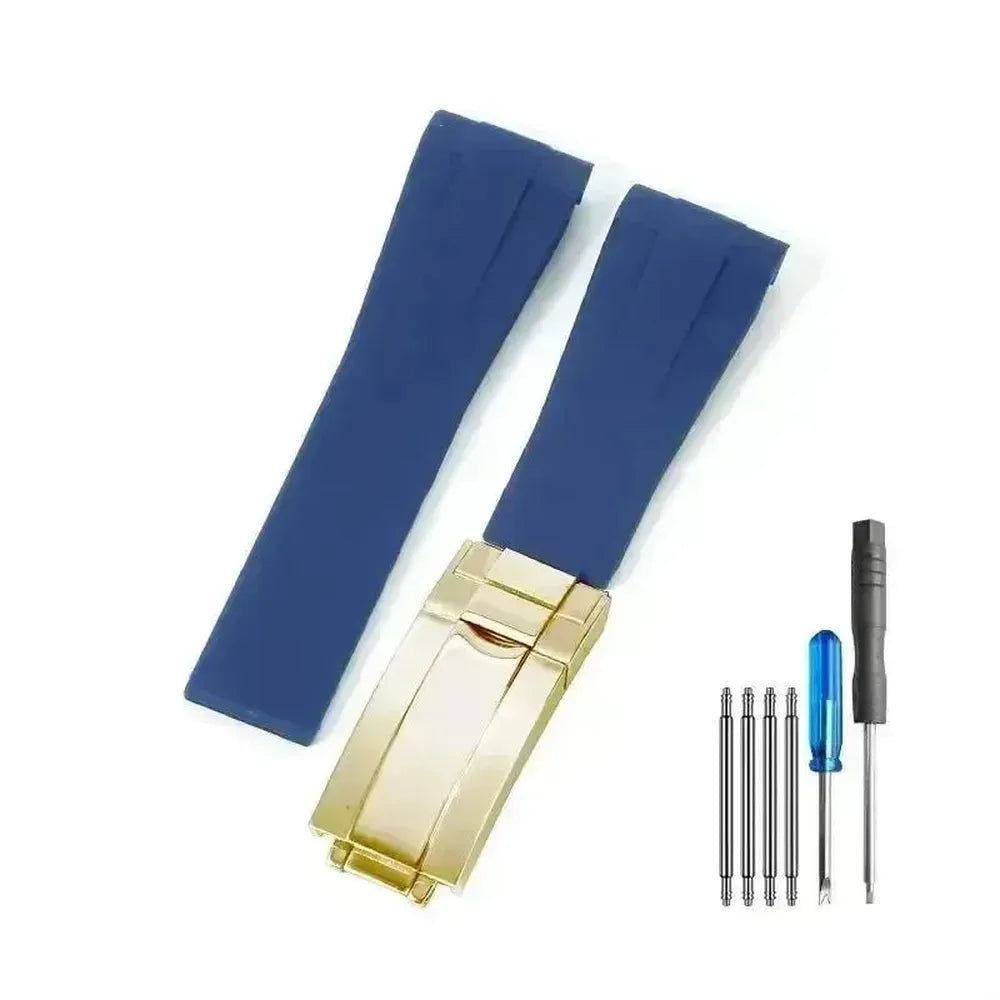 Curved-End Silicone Watch Strap with Butterfly Clasp – 20mm 21mm Integrated Fit-VivaStraps-Viva Timepiece