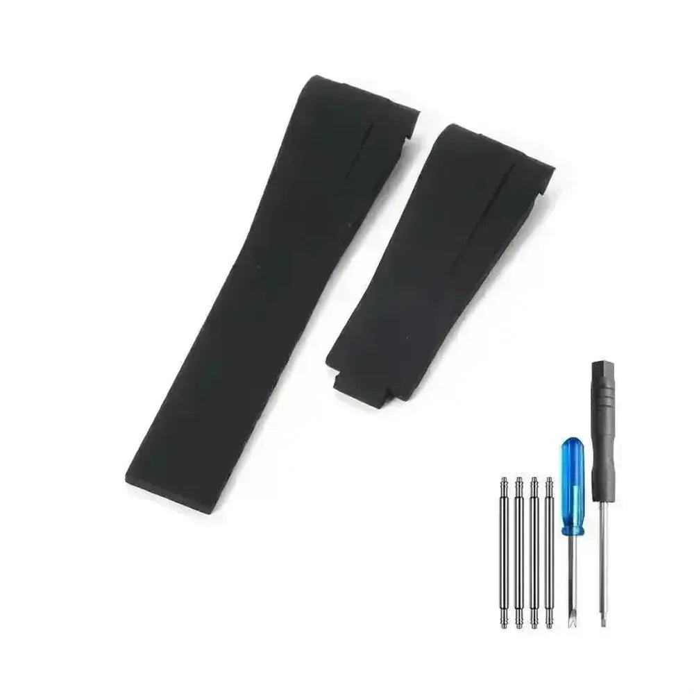 Curved-End Silicone Watch Strap with Butterfly Clasp – 20mm 21mm Integrated Fit-VivaStraps-Viva Timepiece