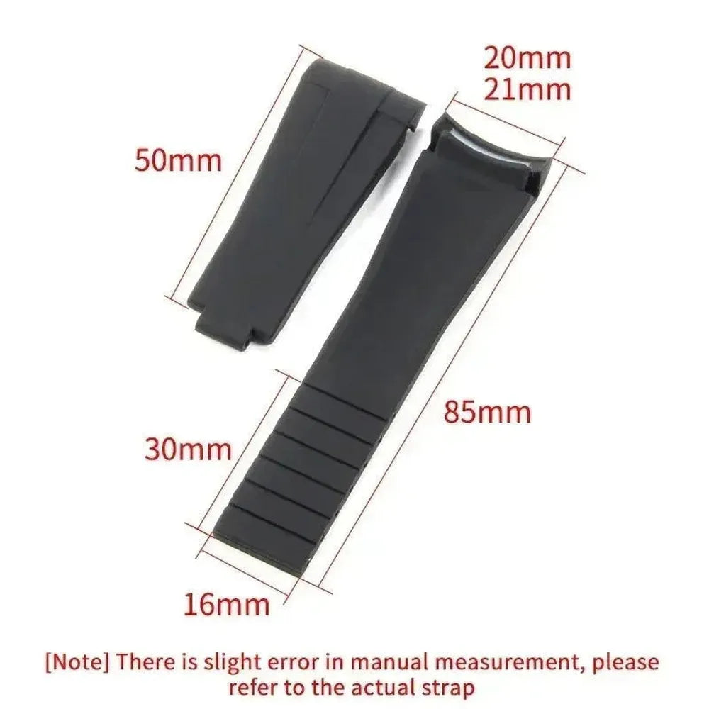 Curved-End Silicone Watch Strap with Butterfly Clasp – 20mm 21mm Integrated Fit-VivaStraps-Viva Timepiece