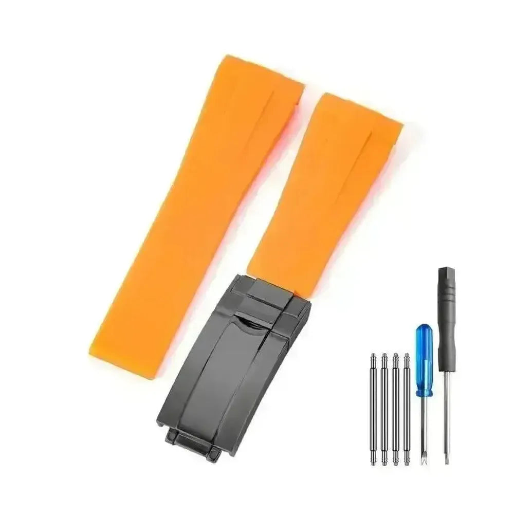 Curved-End Silicone Watch Strap with Butterfly Clasp – 20mm 21mm Integrated Fit-VivaStraps-Viva Timepiece