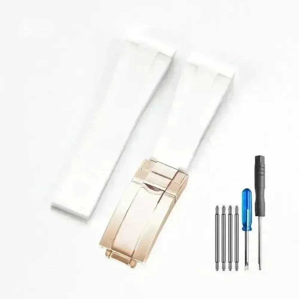 Curved-End Silicone Watch Strap with Butterfly Clasp – 20mm 21mm Integrated Fit-VivaStraps-Viva Timepiece