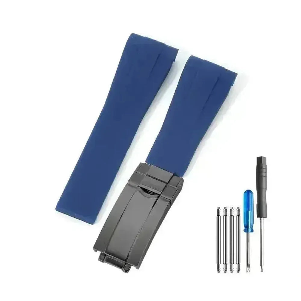 Curved-End Silicone Watch Strap with Butterfly Clasp – 20mm 21mm Integrated Fit-VivaStraps-Viva Timepiece