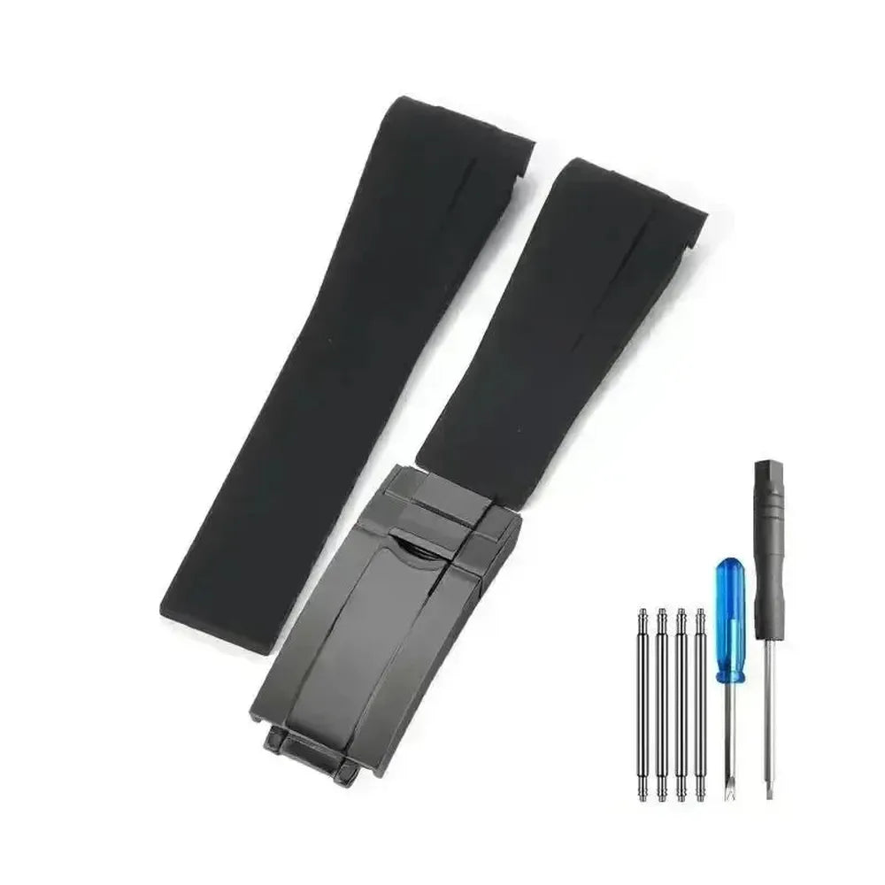 Curved-End Silicone Watch Strap with Butterfly Clasp – 20mm 21mm Integrated Fit-VivaStraps-Viva Timepiece