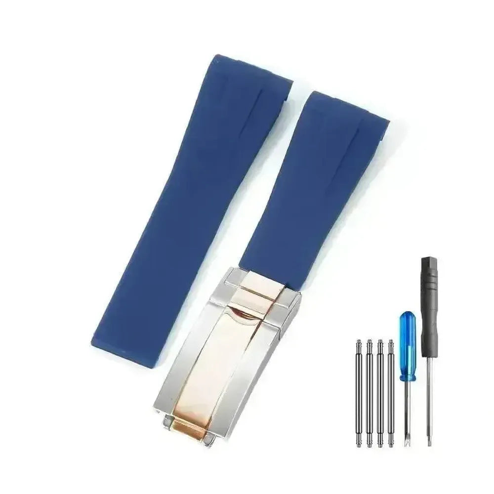 Curved-End Silicone Watch Strap with Butterfly Clasp – 20mm 21mm Integrated Fit-VivaStraps-Viva Timepiece