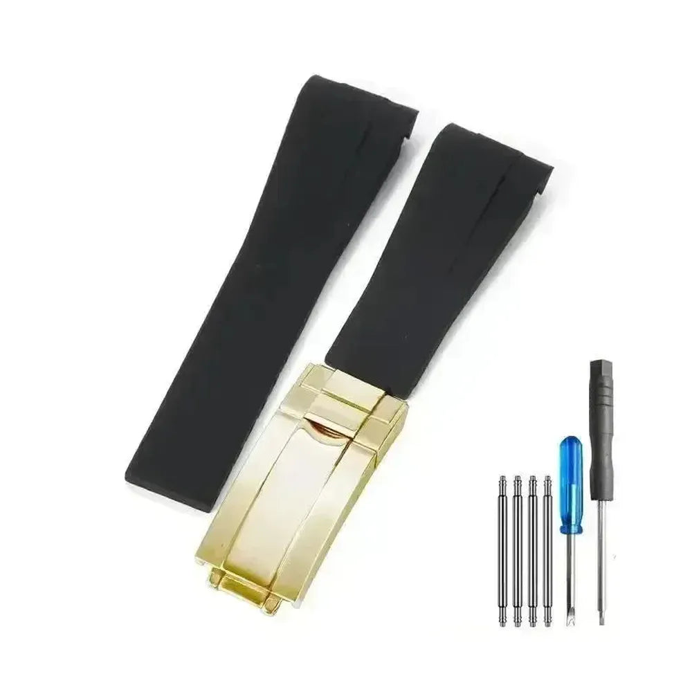 Curved-End Silicone Watch Strap with Butterfly Clasp – 20mm 21mm Integrated Fit-VivaStraps-Viva Timepiece