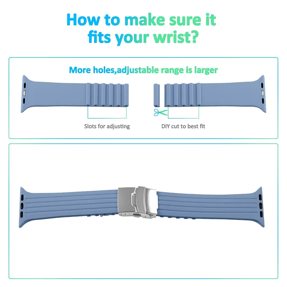 Cut-to-Size Ribbed Silicone Band Compatible with Apple Watch-ModuLoop-Viva Timepiece