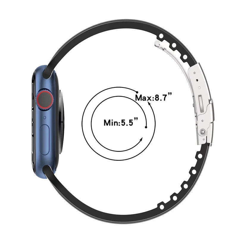 Cut-to-Size Ribbed Silicone Band Compatible with Apple Watch-ModuLoop-Viva Timepiece