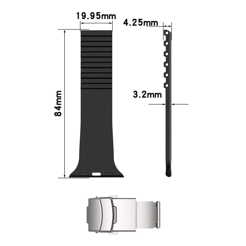 Cut-to-Size Ribbed Silicone Band Compatible with Apple Watch-ModuLoop-Viva Timepiece