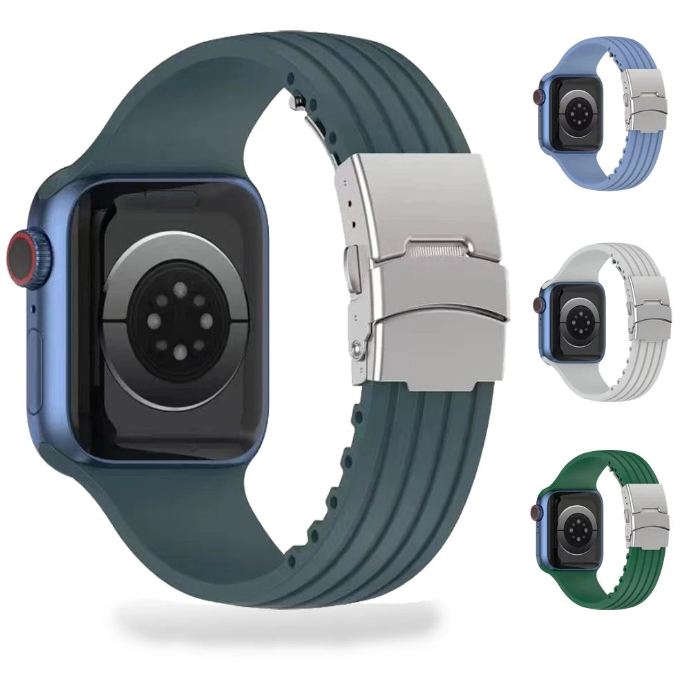 Cut-to-Size Ribbed Silicone Band Compatible with Apple Watch-ModuLoop-Viva Timepiece