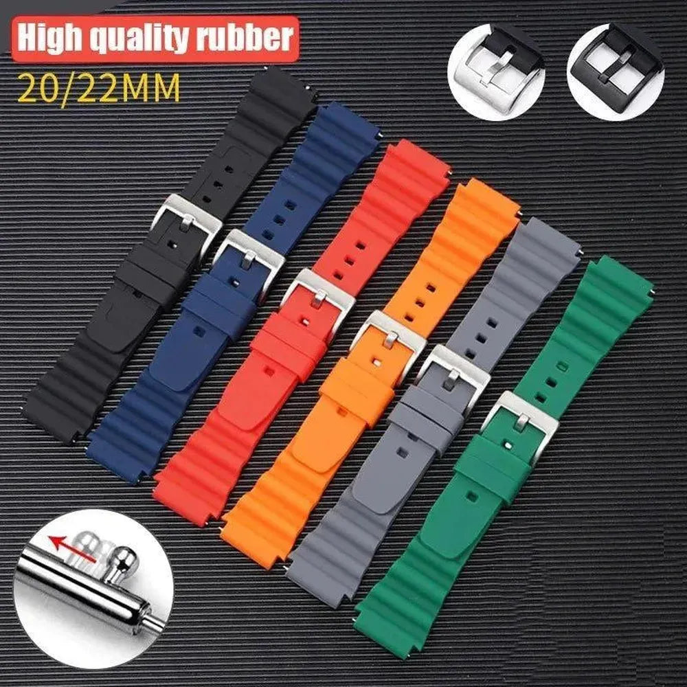 Silicone Sport Watch Strap with Quick Release – 20mm / 22mm, Stainless Steel Buckle-VivaStraps-Viva Timepiece