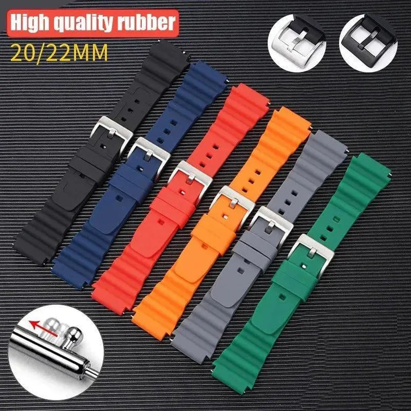 Silicone Sport Strap with Quick Release for Seiko, Citizen, and Dive Watches – 20mm / 22mm Soft Rubber Band with Stainless Steel Buckle-VivaStraps-Viva Timepiece