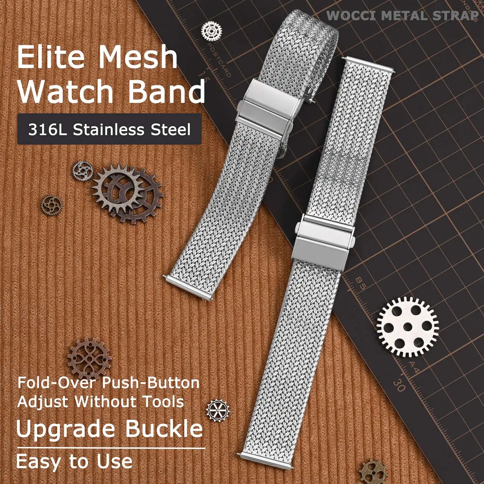 Elite 316L Woven Mesh Watch Band – Quick Release (14mm–22mm)-ChronoCraft-Viva Timepiece