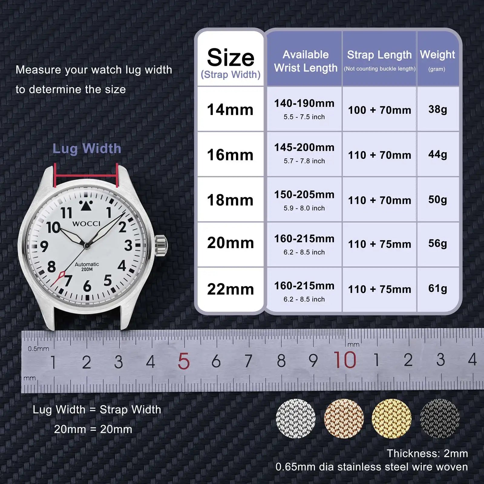 Elite 316L Woven Mesh Watch Band – Quick Release (14mm–22mm)-ChronoCraft-Viva Timepiece
