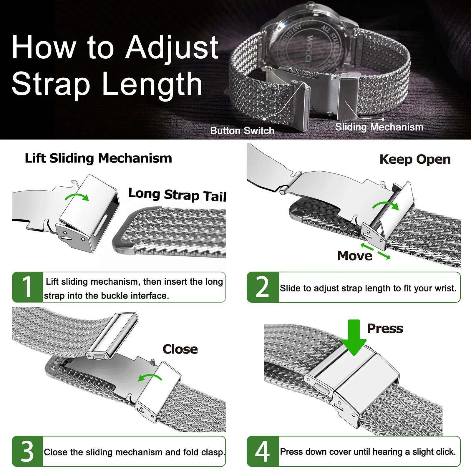 Elite 316L Woven Mesh Watch Band – Quick Release (14mm–22mm)-ChronoCraft-Viva Timepiece