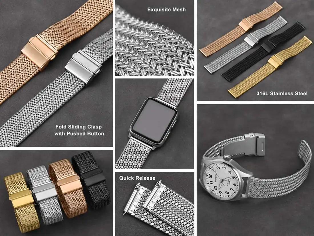 Elite 316L Woven Mesh Watch Band – Quick Release (14mm–22mm)-ChronoCraft-Viva Timepiece