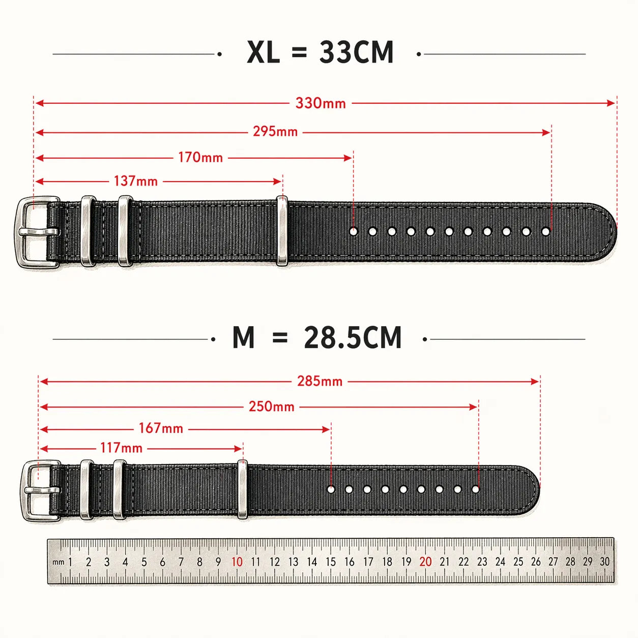 Extra Long Nylon Watch Band Compatible with 20mm / 22mm Watches – 33CM XL Military Strap-XL Watch Bands-VivaStraps-Viva Timepiece