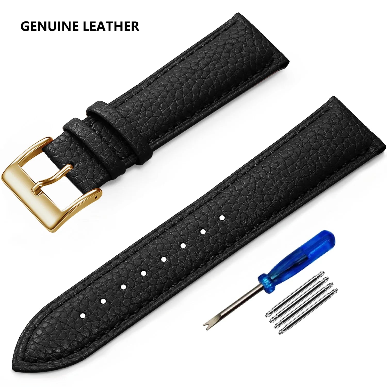 Genuine Cow Leather Watch Strap – Classic Pin Buckle (12–16mm)-Straptique-Viva Timepiece