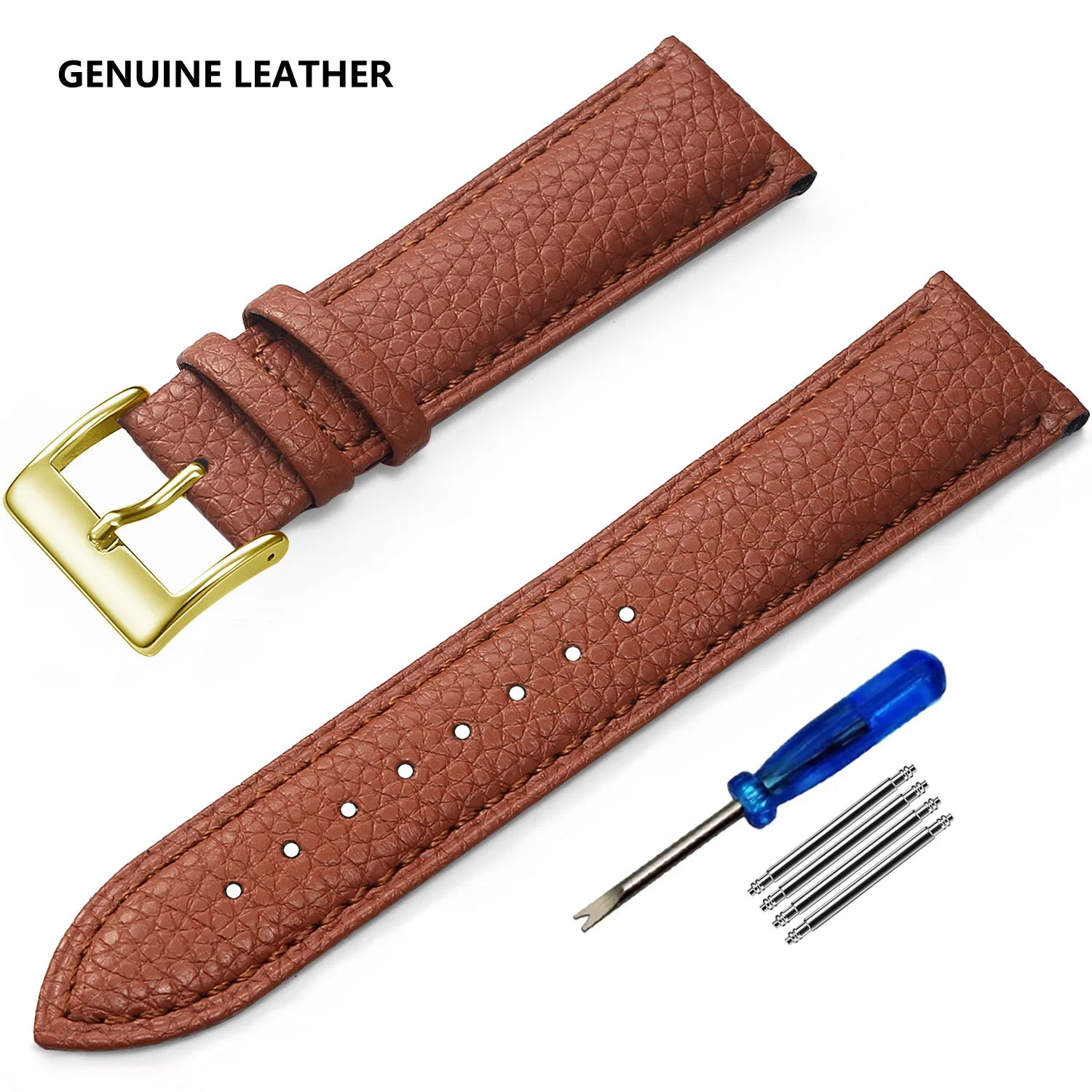 Genuine Cow Leather Watch Strap – Classic Pin Buckle (12–16mm)-Straptique-Viva Timepiece