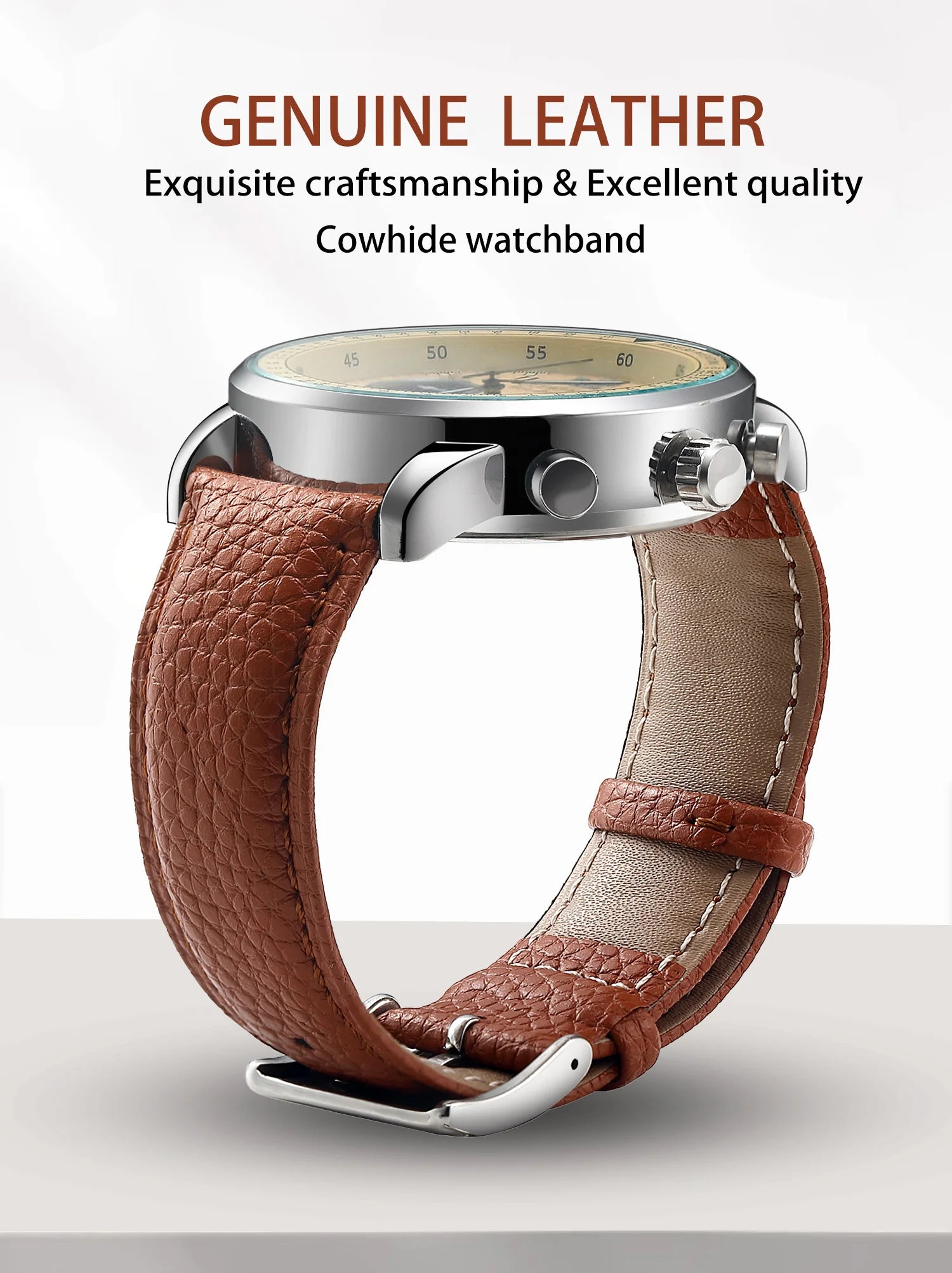Genuine Cow Leather Watch Strap – Classic Pin Buckle (12–16mm)-Straptique-Viva Timepiece