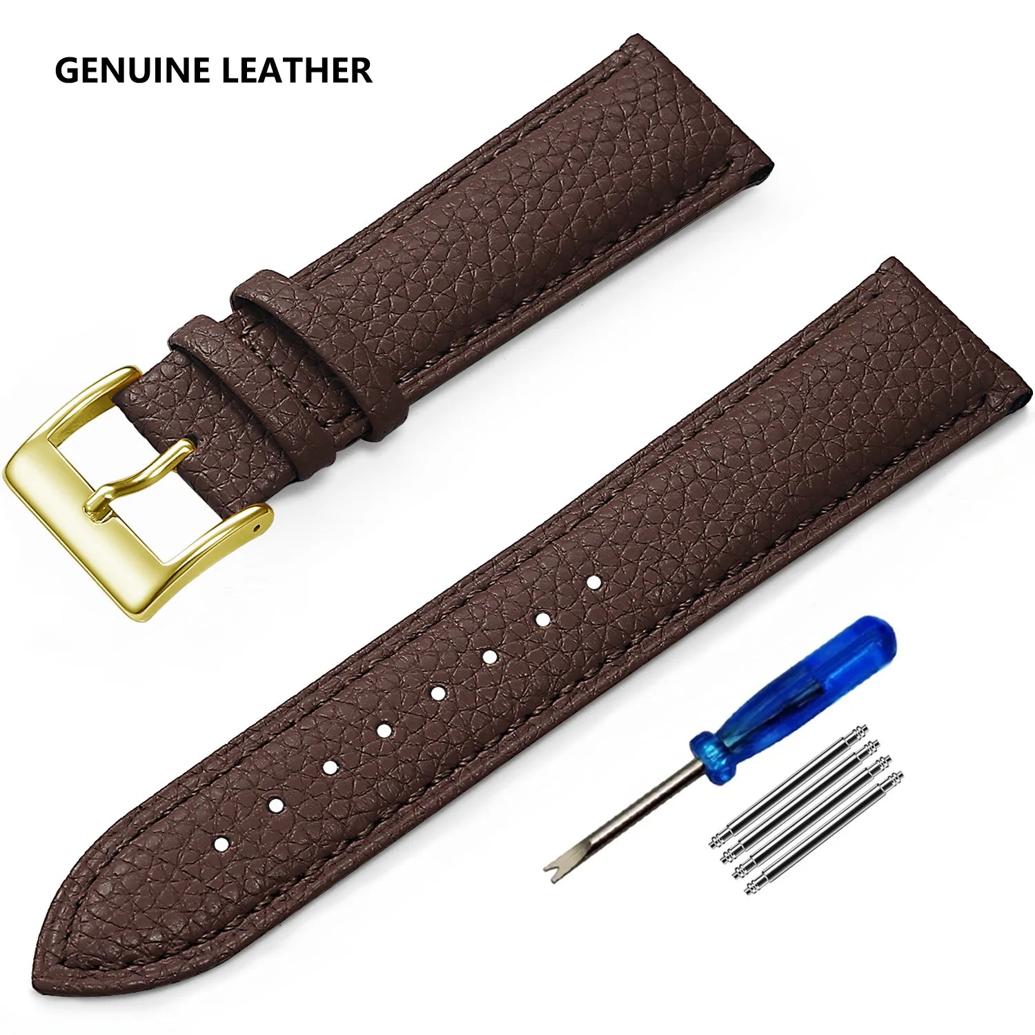 Genuine Cow Leather Watch Strap – Classic Pin Buckle (12–16mm)-Straptique-Viva Timepiece