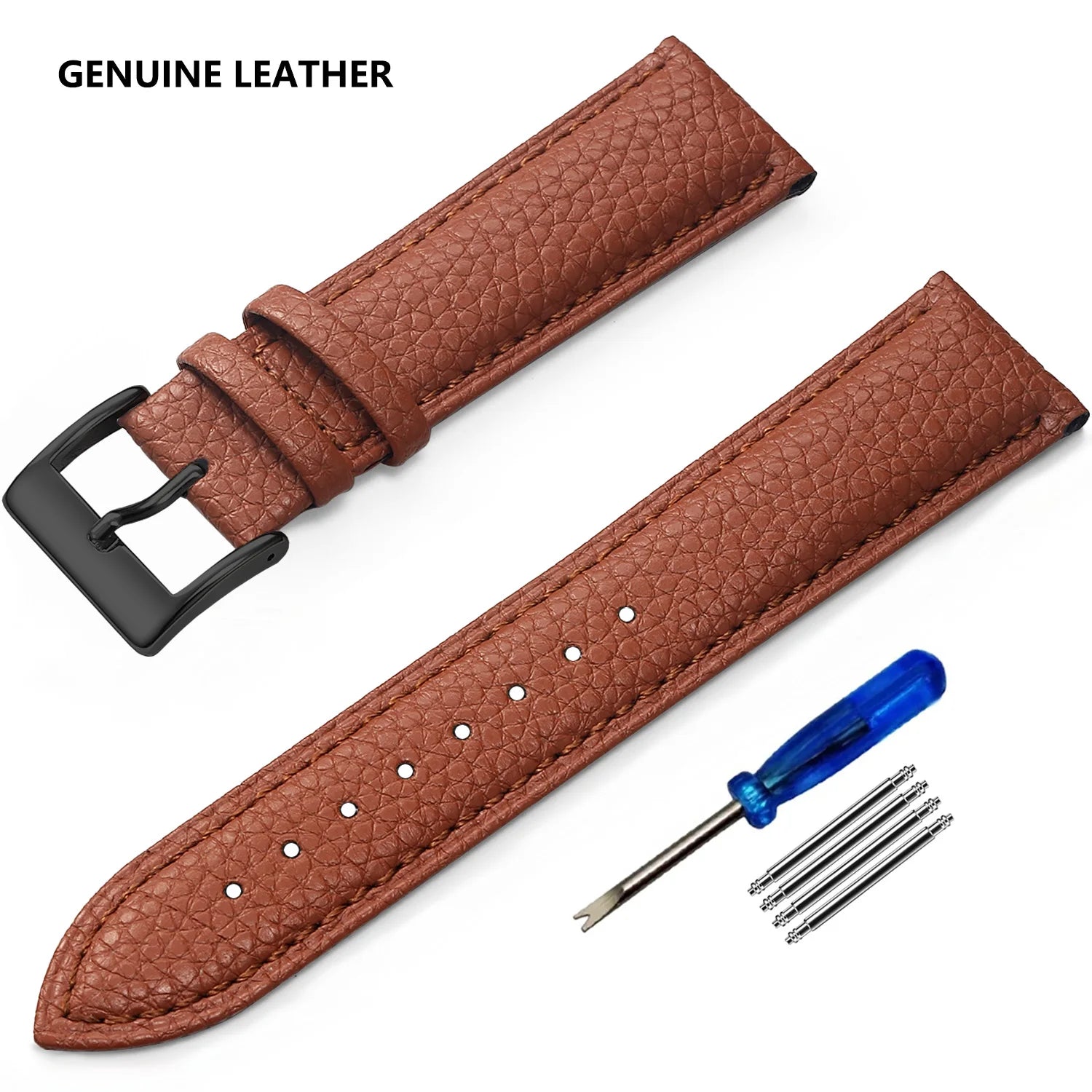 Genuine Cow Leather Watch Strap – Classic Pin Buckle (18–20mm)-Straptique-Viva Timepiece