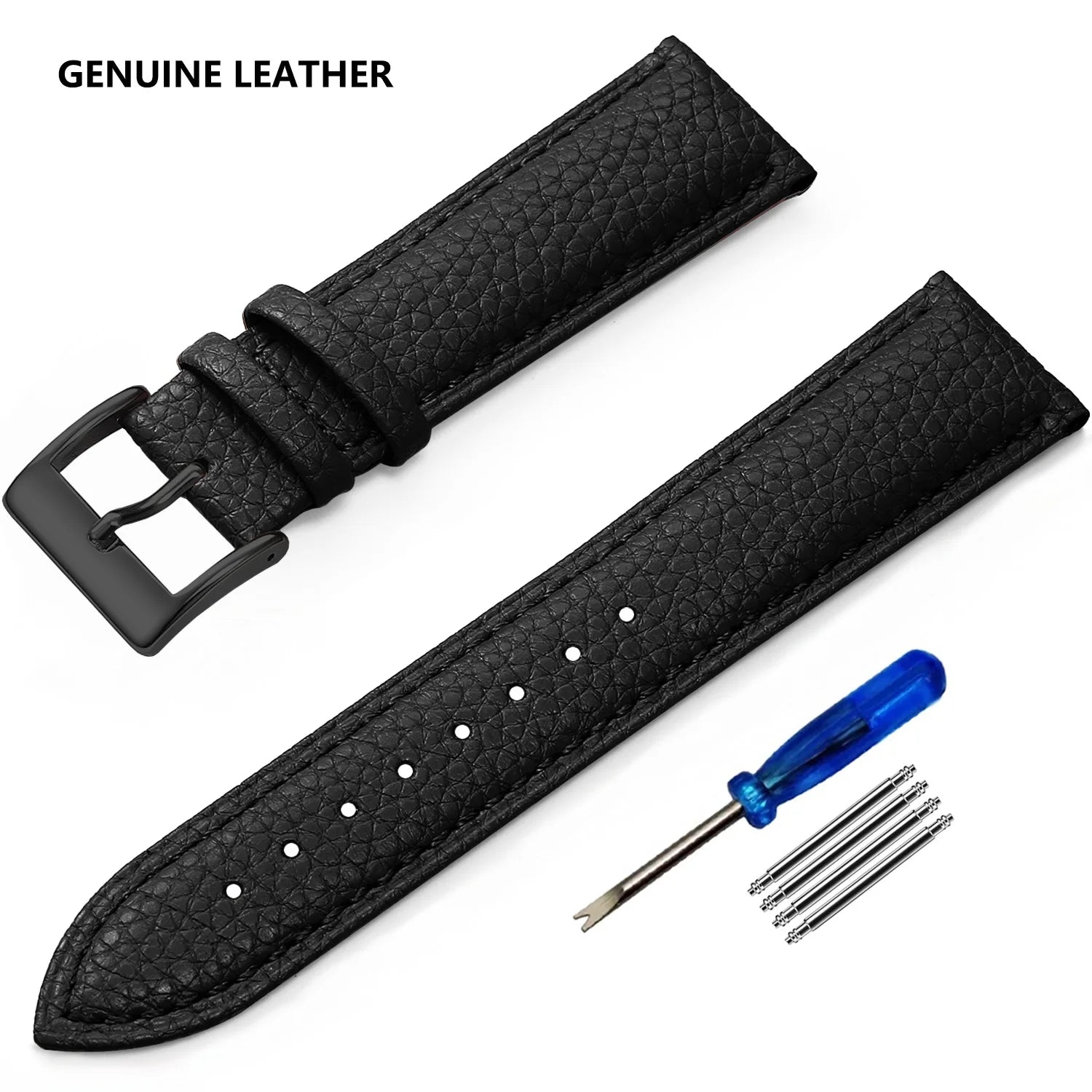 Genuine Cow Leather Watch Strap – Classic Pin Buckle (21–24mm)-Straptique-Viva Timepiece