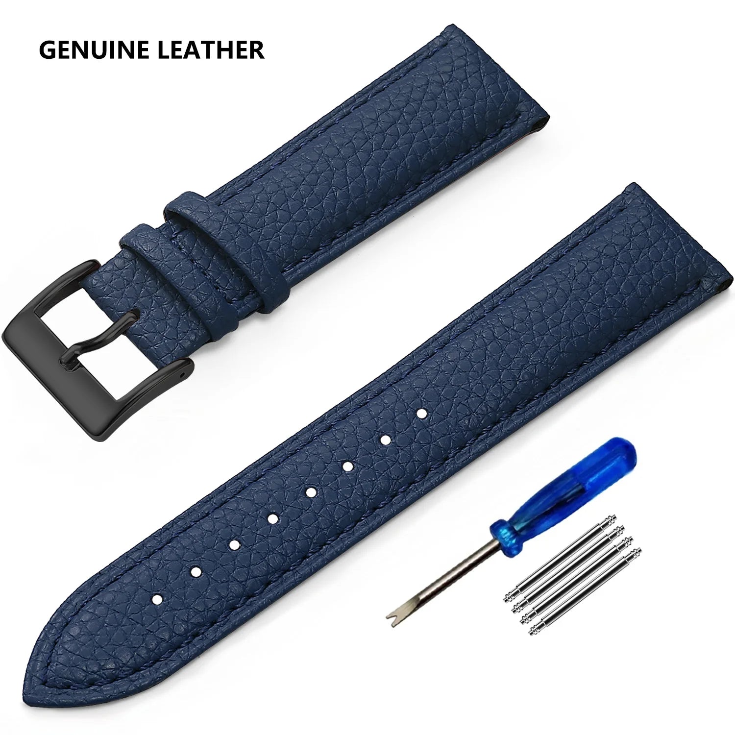 Genuine Cow Leather Watch Strap – Classic Pin Buckle (21–24mm)-Straptique-Viva Timepiece