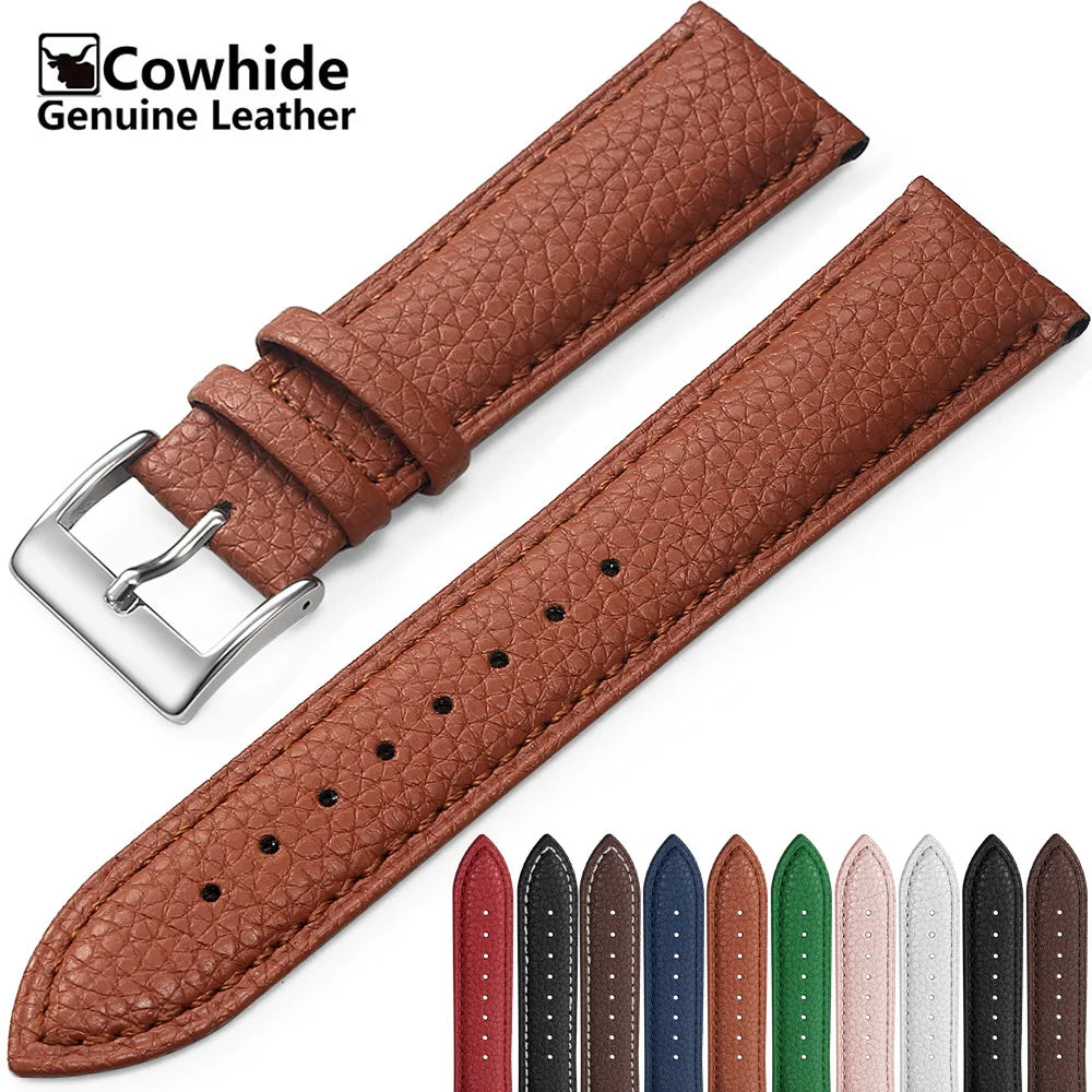 Genuine Cow Leather Watch Strap – Classic Pin Buckle (21–24mm)-Straptique-Viva Timepiece