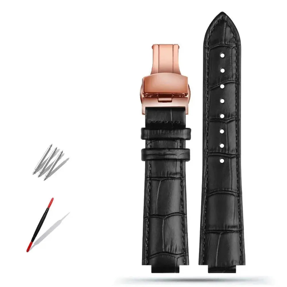 Genuine Leather Convex-End Watch Strap – 18mm / 21mm, Pin or Deployment Clasp-VivaStraps-Viva Timepiece