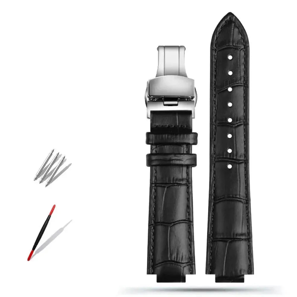 Genuine Leather Convex-End Watch Strap – 18mm / 21mm, Pin or Deployment Clasp-VivaStraps-Viva Timepiece