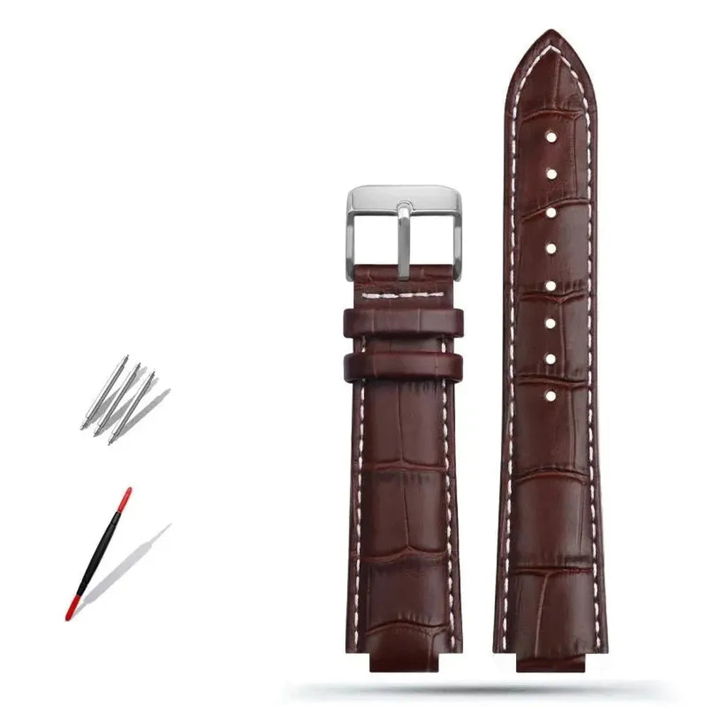 Genuine Leather Convex-End Watch Strap – 18mm / 21mm, Pin or Deployment Clasp-VivaStraps-Viva Timepiece