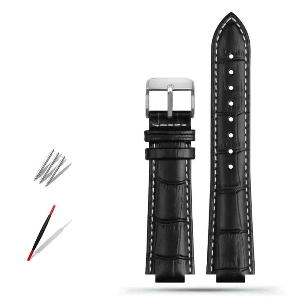 Genuine Leather Convex-End Watch Strap – 18mm / 21mm, Pin or Deployment Clasp-VivaStraps-Viva Timepiece