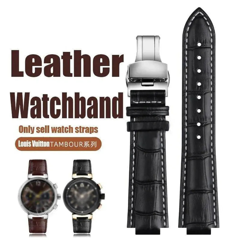 Genuine Leather Convex-End Watch Strap – 18mm / 21mm, Pin or Deployment Clasp-VivaStraps-Viva Timepiece