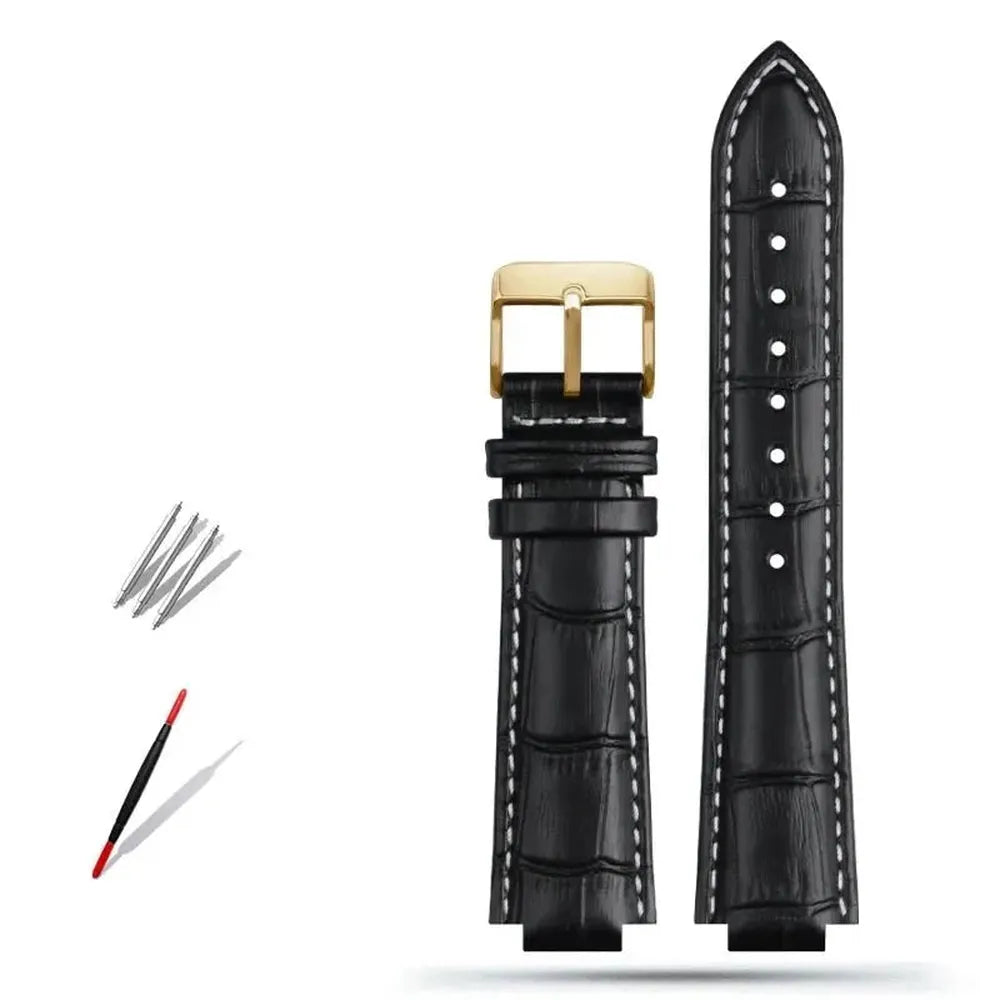 Genuine Leather Convex-End Watch Strap – 18mm / 21mm, Pin or Deployment Clasp-VivaStraps-Viva Timepiece