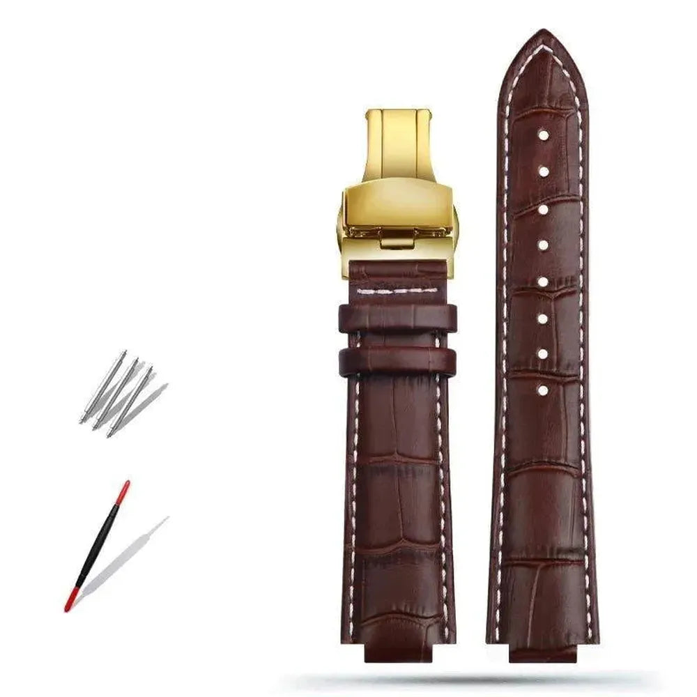 Genuine Leather Convex-End Watch Strap – 18mm / 21mm, Pin or Deployment Clasp-VivaStraps-Viva Timepiece