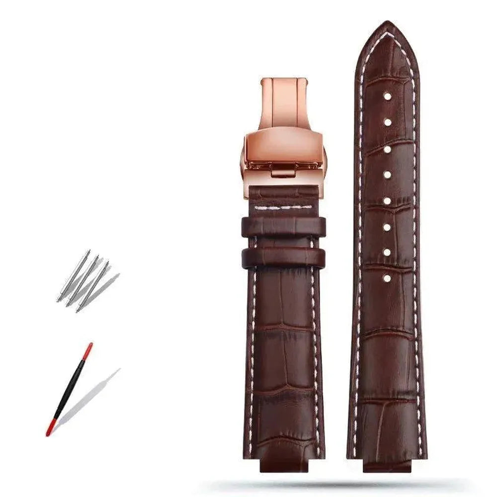 Genuine Leather Convex-End Watch Strap – 18mm / 21mm, Pin or Deployment Clasp-VivaStraps-Viva Timepiece