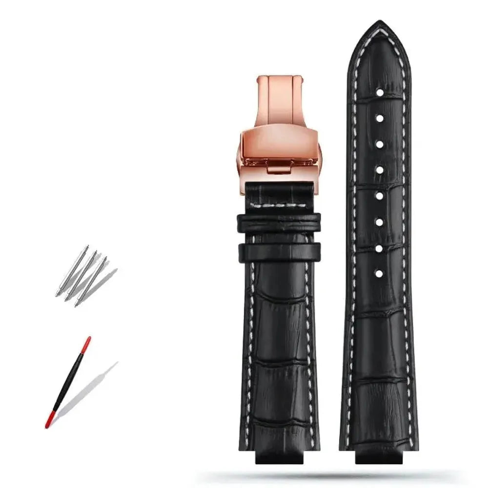 Genuine Leather Convex-End Watch Strap – 18mm / 21mm, Pin or Deployment Clasp-VivaStraps-Viva Timepiece