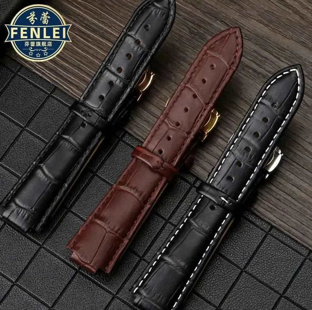 Genuine Leather Convex-End Watch Strap – 18mm / 21mm, Pin or Deployment Clasp-VivaStraps-Viva Timepiece