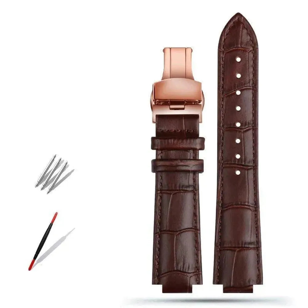 Genuine Leather Convex-End Watch Strap – 18mm / 21mm, Pin or Deployment Clasp-VivaStraps-Viva Timepiece