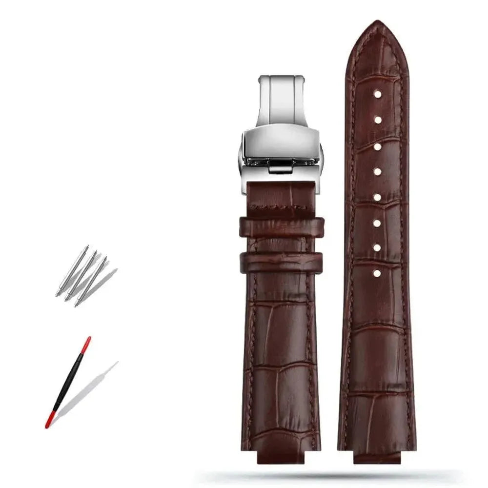 Genuine Leather Convex-End Watch Strap – 18mm / 21mm, Pin or Deployment Clasp-VivaStraps-Viva Timepiece