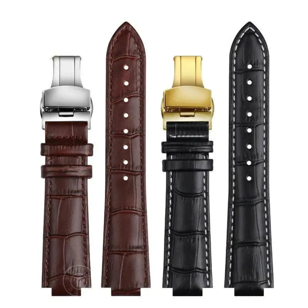 Genuine Leather Convex-End Watch Strap – 18mm / 21mm, Pin or Deployment Clasp-VivaStraps-Viva Timepiece