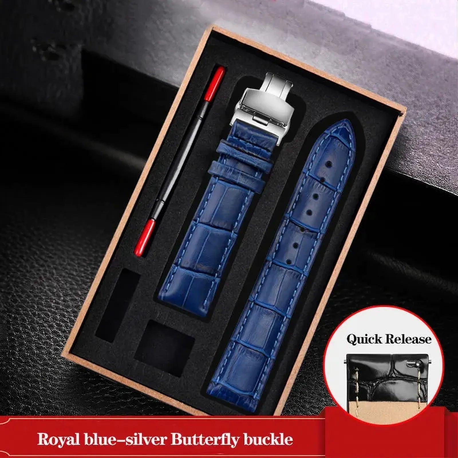 Genuine Leather Watch Strap – Butterfly Clasp / Quick Release-VivaStraps-Viva Timepiece